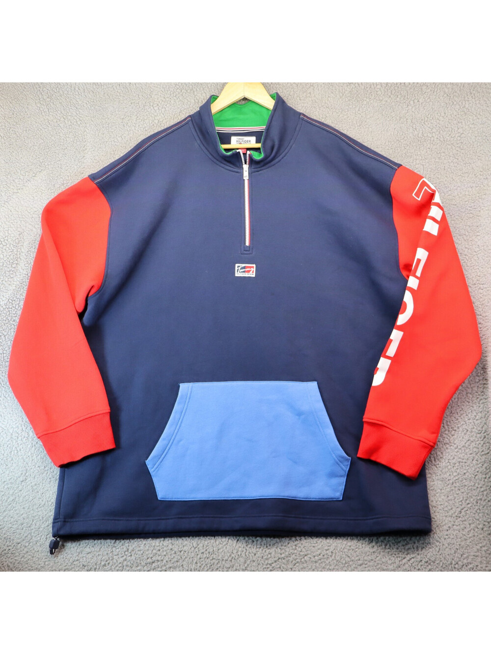 Tommy Hilfiger Denim 2XL 1/4 Zip Color Block y2k xxl